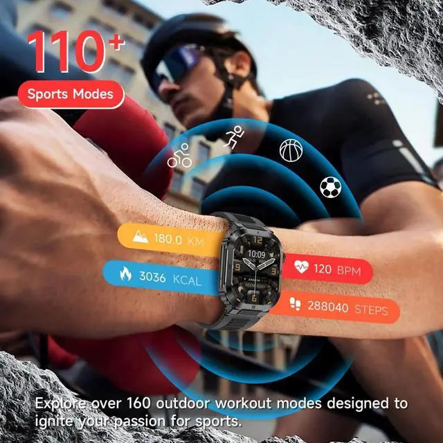 Alt view image 6 of 7 - Mens Smart Watch 2.01" HD Display, Bluetooth Calling Smartwatch, Fitness Tracker with Heart Rate & Sleep Monitor, 400mAh Battery Up to 10 Days, IP68 Waterproof Sports Watch, Black