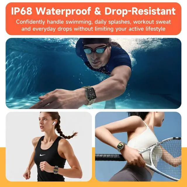 Alt view image 5 of 7 - Mens Smart Watch 2.01" HD Display, Bluetooth Calling Smartwatch, Fitness Tracker with Heart Rate & Sleep Monitor, 400mAh Battery Up to 10 Days, IP68 Waterproof Sports Watch, Green
