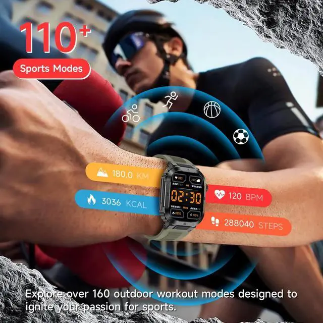 Alt view image 6 of 7 - Mens Smart Watch 2.01" HD Display, Bluetooth Calling Smartwatch, Fitness Tracker with Heart Rate & Sleep Monitor, 400mAh Battery Up to 10 Days, IP68 Waterproof Sports Watch, Green