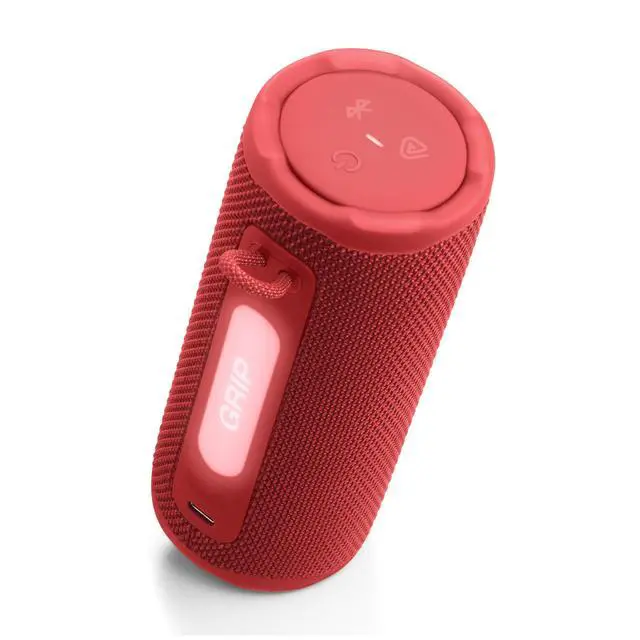 Alt view image 2 of 7 - Grip Portable Bluetooth Speaker, Waterproof, Ambient Light - Red | Up to 14 Hr Playtime, AI Sound Boost, IP68 Waterproof And Dustproof, Drop-Proof, App Control, Ideal For Outdoor And Travel