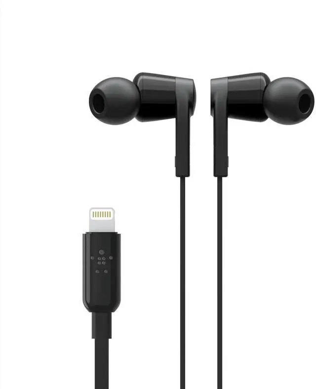 Main image of Wired Earbuds with Lightning Connector, Built-in Mic | In-ear headphones, tangle-free cable, inline remote, volume and track controls, water resistant, iPhone, iPad