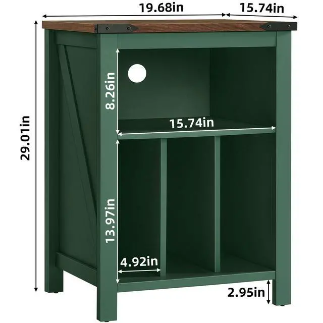 Alt view image 3 of 7 - Record Player Stand with Vinyl Record Storage,Green | Record Player Table Holds up to 160 Albums,Large Wood Turntable Stand Cabinet Dispaly Shelf for Living Room,Bedroom,Office