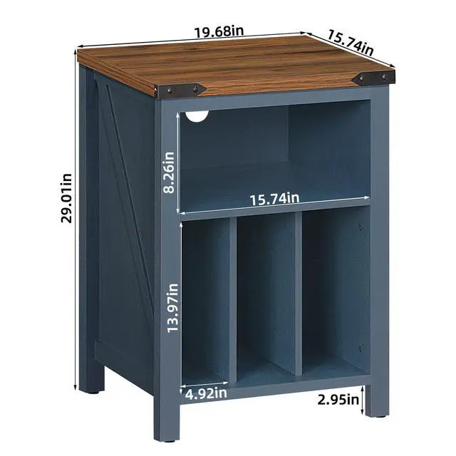 Alt view image 3 of 7 - Record Player Stand with Vinyl Record Storage,Navy Blue | Record Player Table Holds up to 160 Albums,Large Wood Turntable Stand Cabinet Dispaly Shelf for Living Room,Bedroom,Office