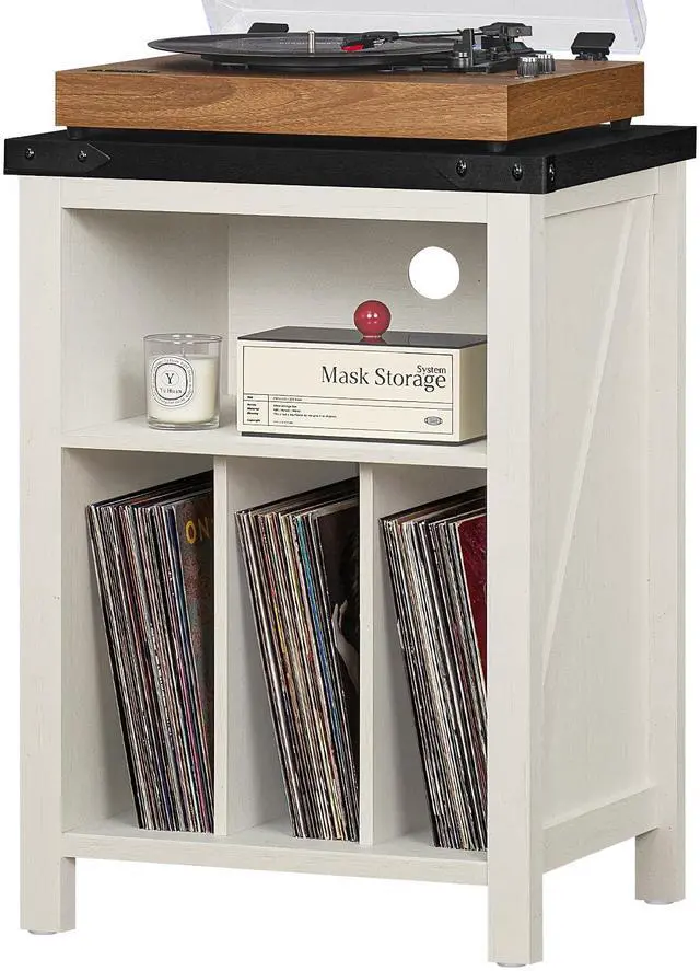 Main image of Record Player Stand with Vinyl Record Storage,White | Record Player Table Holds up to 160 Albums,Large Wood Turntable Stand Cabinet Dispaly Shelf for Living Room,Bedroom,Office