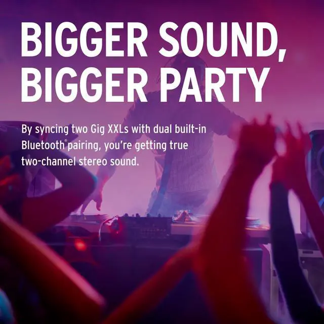 Alt view image 5 of 6 - Gig XXL, Black - Portable Wireless Bluetooth Speaker - Multiple Color Modes - Bass Boost - Two 6.5" Woofers & Two 2" Tweeters - 8-Hour Playtime