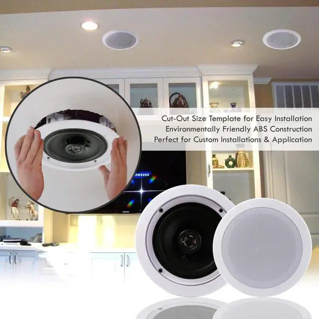 Alt view image 7 of 7 - PDIC1661RD 6.5 Inch 200 Watt in Ceiling Wall Speakers 2 Way Flush Mount Home Indoor Stereo Speaker System Pair, White (2 Pairs)