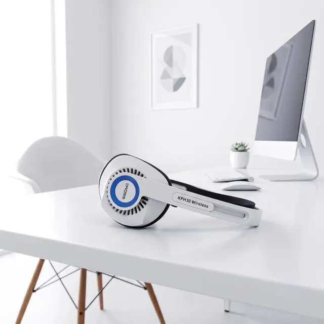 Alt view image 7 of 7 - KPH30 Wireless Bluetooth Retro Style On-Ear Headphones, Orbital White | 20+ Hour Battery Life, USB-C Charging, Microphone, Volume Control, Hybrid Headphone