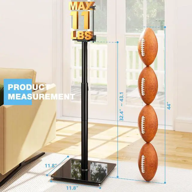 Alt view image 5 of 7 - Bookshelf Speaker Stands Pair from 32" to 43" | Height Adjustable Rear Speaker Stands with 360° Swivel, 11 lbs Capacity, Set of 2 for Satellite & Small Bookshelf Speakers