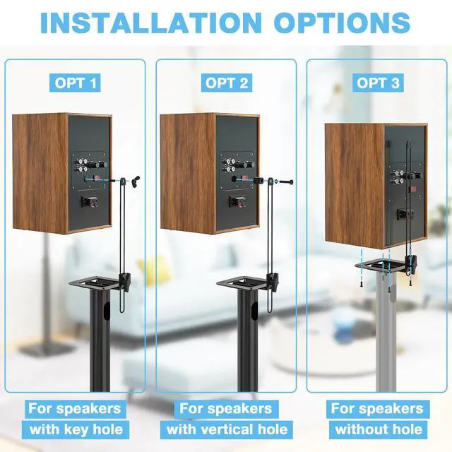 Alt view image 7 of 7 - Bookshelf Speaker Stands Pair from 32" to 43" | Height Adjustable Rear Speaker Stands with 360° Swivel, 11 lbs Capacity, Set of 2 for Satellite & Small Bookshelf Speakers