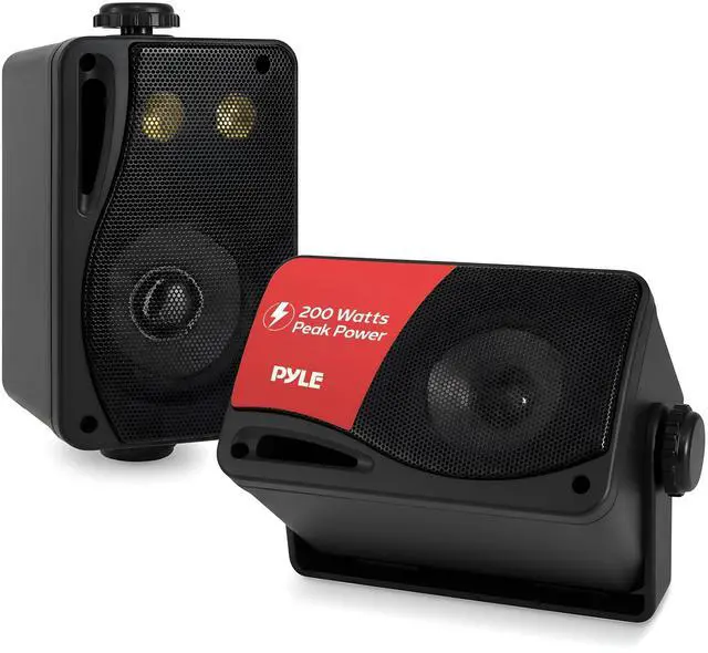 Main image of 3-way Mini Box Speaker System - 3.5 Inch 200 Watt Waterproof Marine Grade Mount Speakers - in a Heavy Duty ABS Enclosure Grill - Home, Boat, Poolside, Patio Indoor Outdoor Use (charcoal)