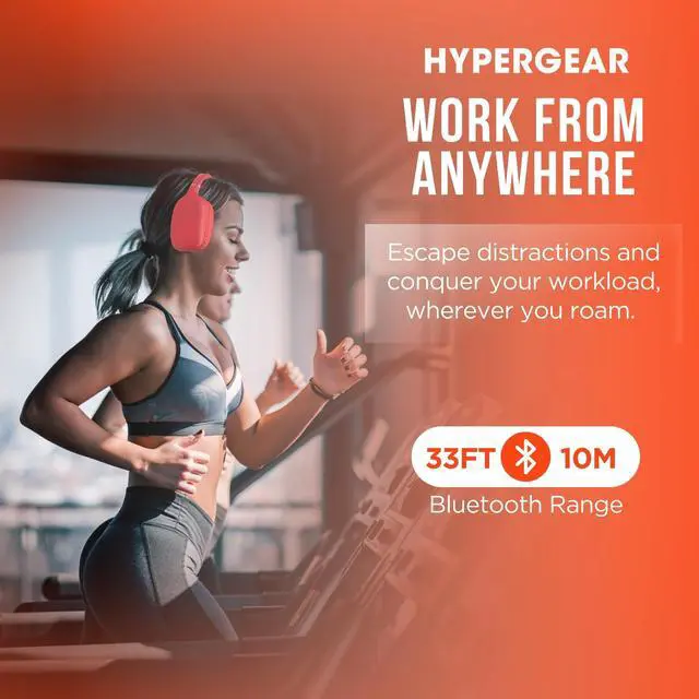 Alt view image 6 of 7 - Over-Ear Headphones - Wireless Bluetooth Headphones with Noise Isolation, Built-in Mic, Soft Memory Foam Cups for All-Day Comfort, Red