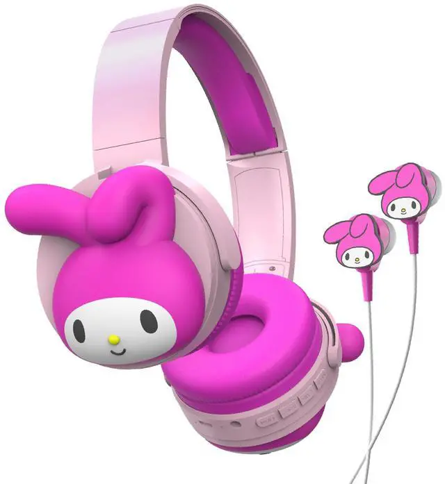 Main image of 2-in-1 Wireless Bluetooth Headphones with Wired Earbuds Foldable Over-Ear Headset with Built-in Mic, AUX Cable, Adjustable Headband, and Onboard Controls My Melody