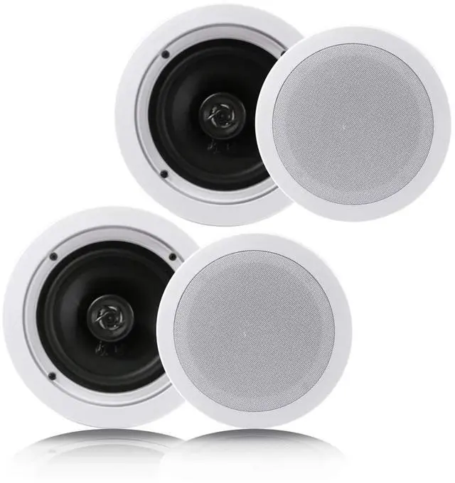 Alt view image 6 of 7 - 4 Pairs 6.5" 200W in Ceiling Wall Speakers, PDIC1661RD, White | 2 Way Flush Mount Stereo Speaker System Pair, Easy to Install Indoor Home Audio Set for Wide Range of Sound