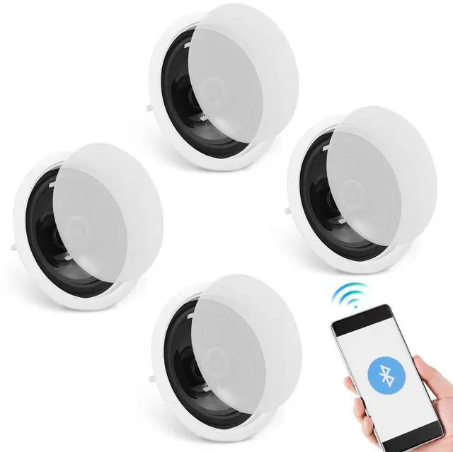 Main image of 4 PCs 6.5'' Bluetooth Ceiling Speakers, 600W Flush Mount Ceiling & in-Wall Speaker System with 8 Impedance 89dB Sensitivity, for Home Kitchen Living Room Bedroom or Covered Outdoor Porches