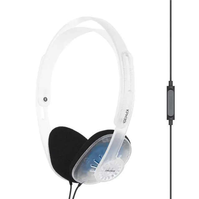 Main image of KPH30i Clear Retro 90s Style On-Ear Headphones, Microphone, Wired Plug | Transparent, In-Line Microphone and Touch Remote Control, D-Profile Design, 3.5mm Jack