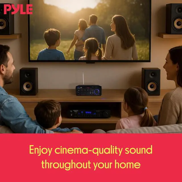 Alt view image 6 of 7 - 200W Bluetooth Compact Power Amplifier - Wireless 2 Channel Audio Receiver with Dual Karaoke Mic Input - RCA - USB-A + SD Card MP3 Player - FM Radio - AUX In - Remote Control - PDA29BU
