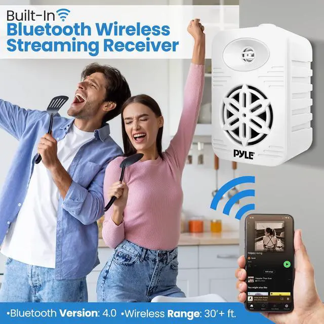 Alt view image 4 of 7 - Usa Bluetooth Indoor Outdoor Speakers Pair - 500 Watt Dual Waterproof 5.25 2-Way Full Range Speaker System w/ 1/2 High Compliance Polymer Tweeter - Home, Boat,Deck, Patio, Poolside - PDWRBT56WT