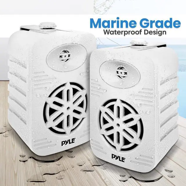 Alt view image 5 of 7 - Usa Bluetooth Indoor Outdoor Speakers Pair - 500 Watt Dual Waterproof 5.25 2-Way Full Range Speaker System w/ 1/2 High Compliance Polymer Tweeter - Home, Boat,Deck, Patio, Poolside - PDWRBT56WT