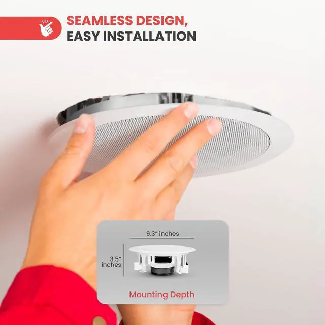 Alt view image 5 of 7 - 6.5 In-Wall / In-Ceiling Speakers, 250W Peak, Hi-Fi Stereo Sound, Pivoting Adjustable Coaxial Silk Dome Tweeter, Poly Cone Woofer, Stain Resistant Grill, For Home Theater, Custom Installs- Pair