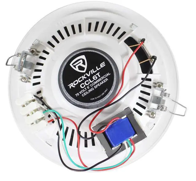 Alt view image 4 of 6 - 4-Pack CCL6T White 70V 6" Commercial Ceiling Speakers, 20-Pack | 10W, 5W, 2.5W Transformer Terminal Connections, Mount Grilles, for PA Announcements, Background Music, Office, Restaurant