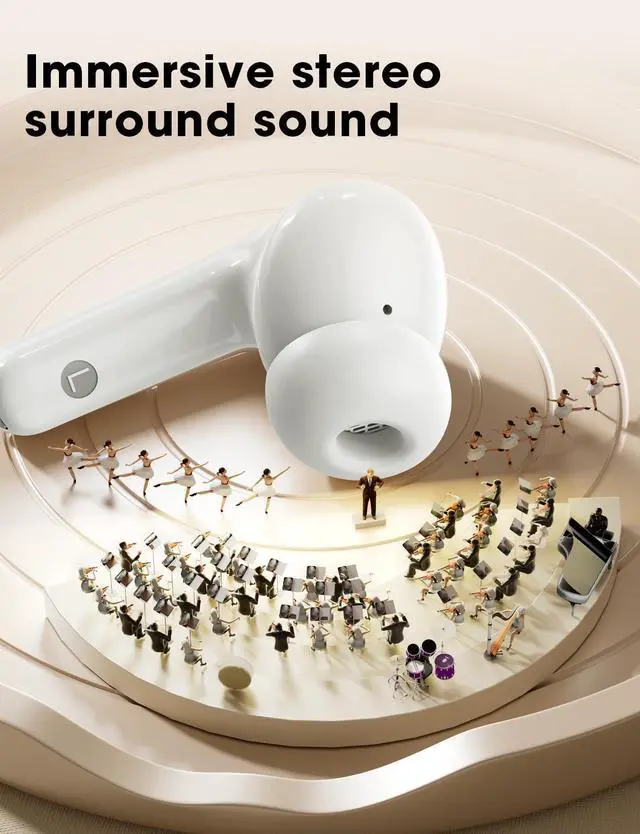 Alt view image 2 of 7 - Wireless Earbuds, Hi-Fi Deep Bass Ear Buds, 48H Playtime In-Ear Headphones | 2 Mics for Clear Calls, LED Display, IPX7 Waterproof, Touch Control, Lightweight Bluetooth Earphones for iPhone/Android/TV