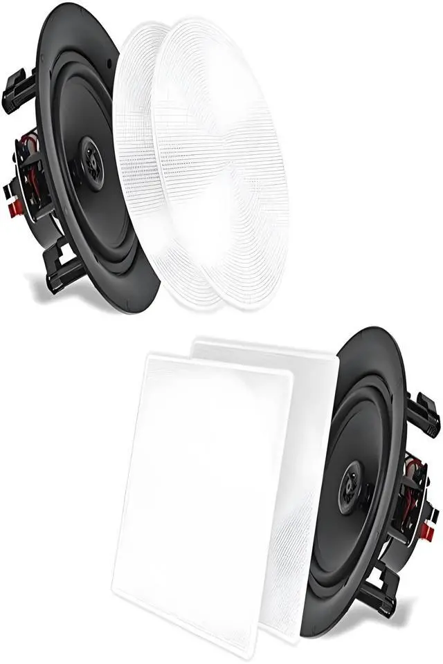 Main image of 6.5 2-Way Midbass Speakers - Pair of In-Wall/In-Ceiling Woofer Speaker System 1/2'' High Compliance Polymer Tweeter Flush Mount Design w/ 60Hz - 20kHz Frequency Response 200 Watts Peak - PDIC66
