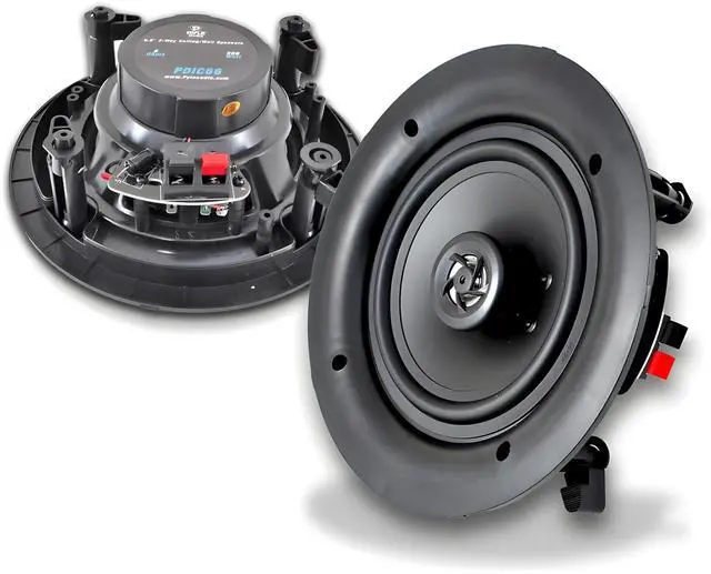 Alt view image 3 of 7 - 6.5 2-Way Midbass Speakers - Pair of In-Wall/In-Ceiling Woofer Speaker System 1/2'' High Compliance Polymer Tweeter Flush Mount Design w/ 60Hz - 20kHz Frequency Response 200 Watts Peak - PDIC66