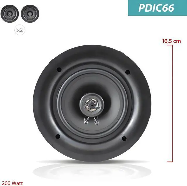 Alt view image 4 of 7 - 6.5 2-Way Midbass Speakers - Pair of In-Wall/In-Ceiling Woofer Speaker System 1/2'' High Compliance Polymer Tweeter Flush Mount Design w/ 60Hz - 20kHz Frequency Response 200 Watts Peak - PDIC66