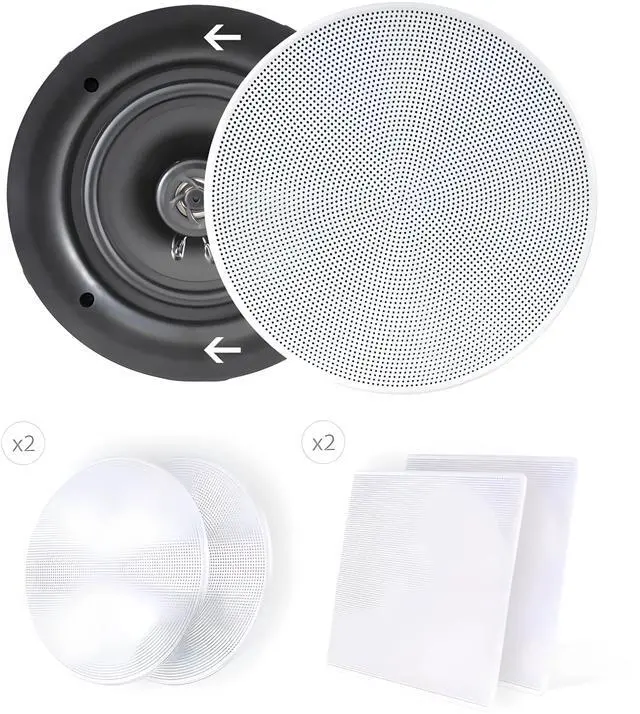 Alt view image 5 of 7 - 6.5 2-Way Midbass Speakers - Pair of In-Wall/In-Ceiling Woofer Speaker System 1/2'' High Compliance Polymer Tweeter Flush Mount Design w/ 60Hz - 20kHz Frequency Response 200 Watts Peak - PDIC66