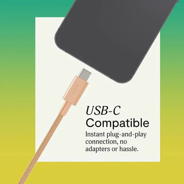 Alt view image 3 of 7 - House of Smile Jamaica USB-C Wired Earbuds with Microphone, in-Ear Headphones, 9.2mm Driver, Tangle-Resistant Cable, Plug-and-Play Earphones for Smartphones, Tablets & Laptops (Copper)