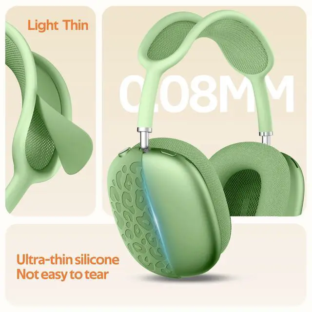 Alt view image 2 of 7 - Leopard Silicone Case Cover for AirPods Max Headphones,Ear Pad Case Cover/Ear Cups Cover/Headband Cover for AirPod Max (USB-C/Lightning) Accessories Silicone Protector for Apple AirPods Max