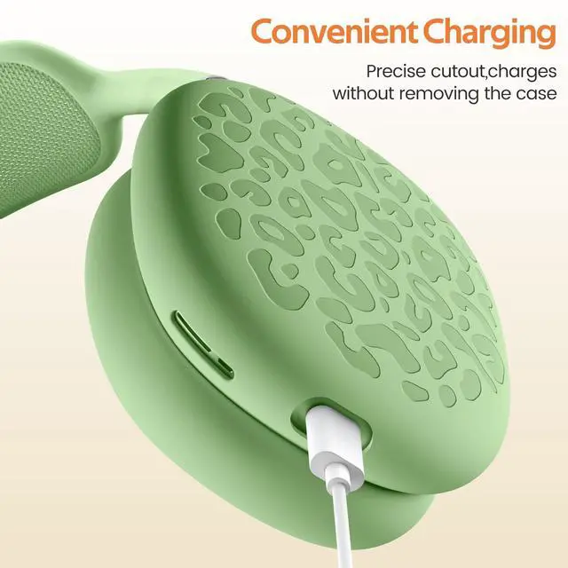 Alt view image 3 of 7 - Leopard Silicone Case Cover for AirPods Max Headphones,Ear Pad Case Cover/Ear Cups Cover/Headband Cover for AirPod Max (USB-C/Lightning) Accessories Silicone Protector for Apple AirPods Max
