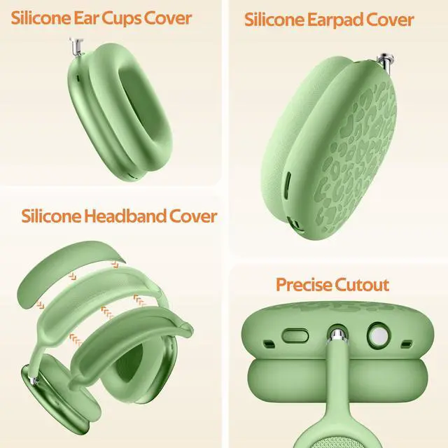 Alt view image 5 of 7 - Leopard Silicone Case Cover for AirPods Max Headphones,Ear Pad Case Cover/Ear Cups Cover/Headband Cover for AirPod Max (USB-C/Lightning) Accessories Silicone Protector for Apple AirPods Max