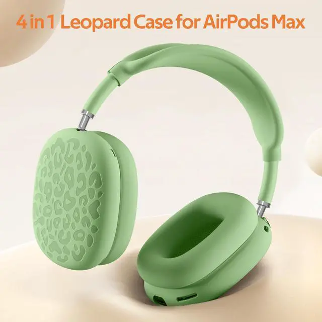 Alt view image 4 of 7 - Leopard Silicone Case Cover for AirPods Max Headphones,Ear Pad Case Cover/Ear Cups Cover/Headband Cover for AirPod Max (USB-C/Lightning) Accessories Silicone Protector for Apple AirPods Max