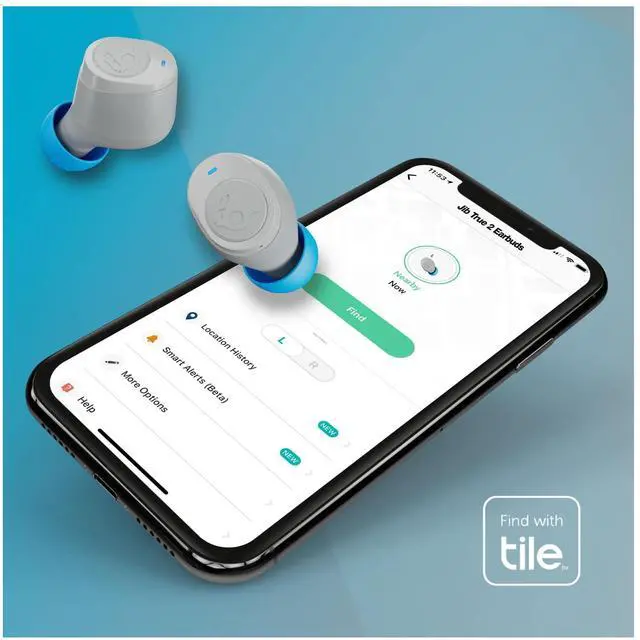 Alt view image 5 of 7 - Jib True XT 2 Wireless Earbuds, Noise Isolating Bluetooth Headphones with Charging Case, Light Gray Blue