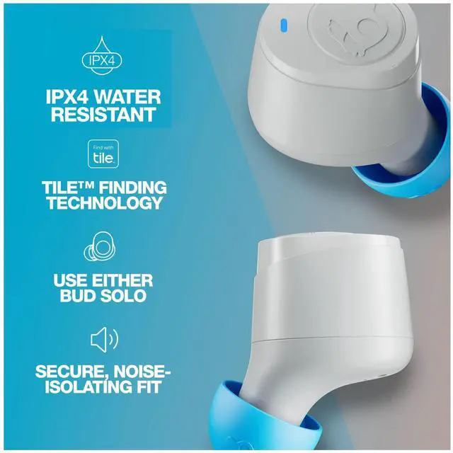 Alt view image 6 of 7 - Jib True XT 2 Wireless Earbuds, Noise Isolating Bluetooth Headphones with Charging Case, Light Gray Blue