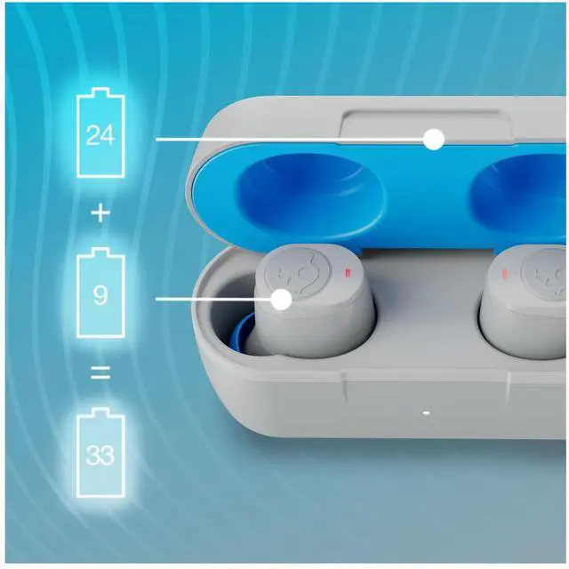 Alt view image 7 of 7 - Jib True XT 2 Wireless Earbuds, Noise Isolating Bluetooth Headphones with Charging Case, Light Gray Blue