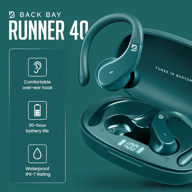 Alt view image 3 of 7 - Runner Wireless Earbuds for Running, Wrap Around Earbuds | Sweatproof Workout Bluetooth Headphones for Sports, Around The Ear Bluetooth Running Headphones, Hook Over Earphones Earhooks