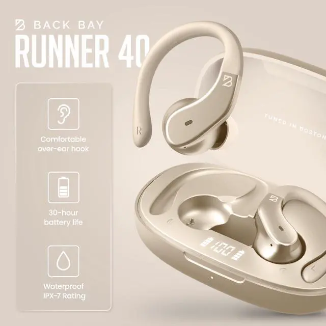 Alt view image 3 of 7 - Runner Wireless Earbuds for Running, Wrap Around Earbuds | Sweatproof Workout Bluetooth Headphones for Sports, Around The Ear Bluetooth Running Headphones, Hook Over Earphones Earhooks