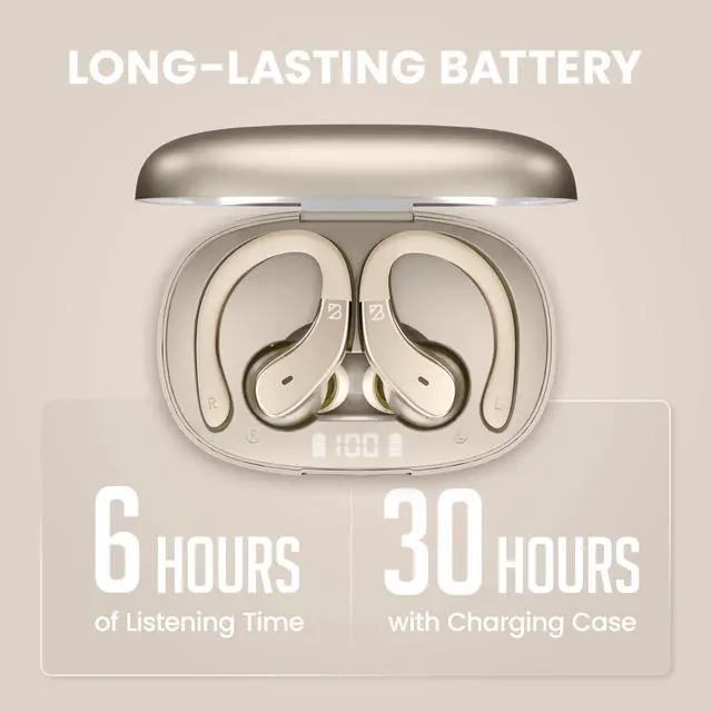 Alt view image 6 of 7 - Runner Wireless Earbuds for Running, Wrap Around Earbuds | Sweatproof Workout Bluetooth Headphones for Sports, Around The Ear Bluetooth Running Headphones, Hook Over Earphones Earhooks