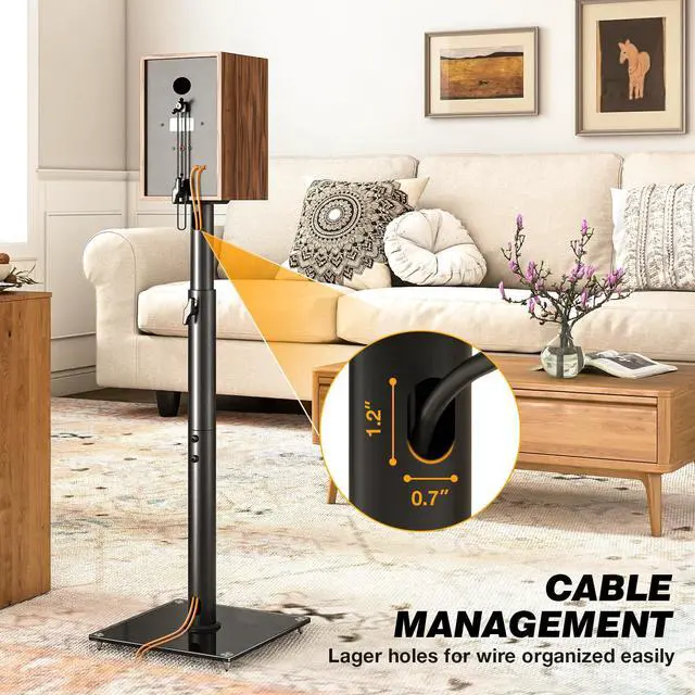 Alt view image 3 of 7 - Universal Speaker Stands with 360° Swivel, Height Adjustable Bookshelf Speakers Stand from 32" to 43", Speaker Stands Pair to 11 lbs Per Stand for Satellite and Studio