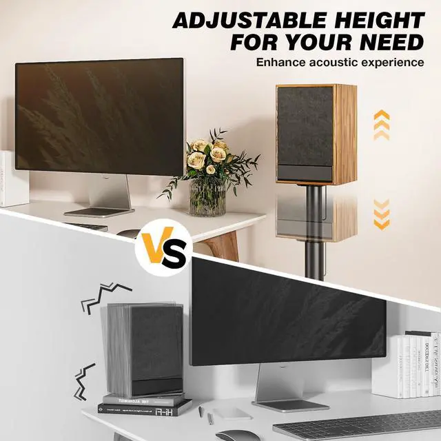 Alt view image 6 of 7 - Universal Speaker Stands with 360° Swivel, Height Adjustable Bookshelf Speakers Stand from 32" to 43", Speaker Stands Pair to 11 lbs Per Stand for Satellite and Studio