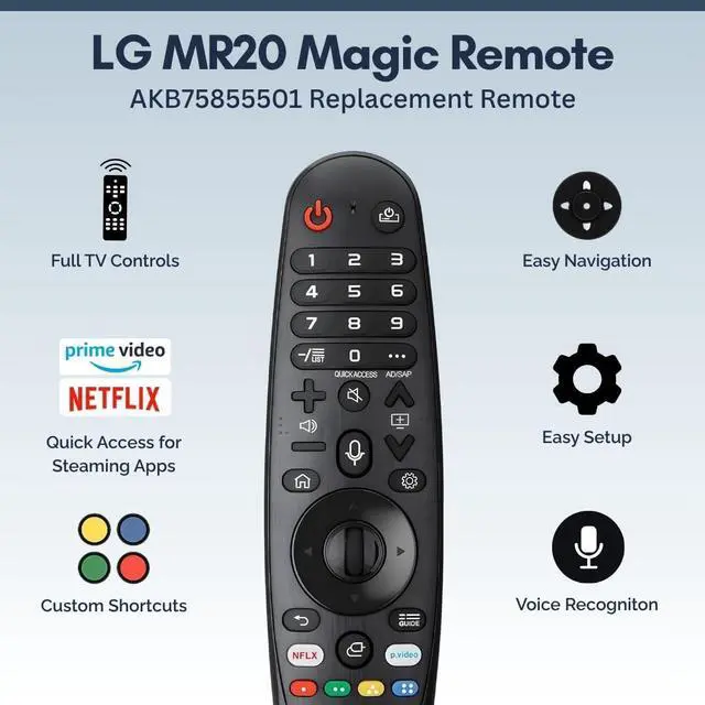 Alt view image 2 of 7 - 2 Pack AKB75855501 LG Magic Remote Control Replacement - Easy Setup, Voice Control, Shortcut Keys - Works with LG OLED, NanoCell, UHD, ThinQ & WebOS TV MR20GA MR21GA MR22GN MR23GN MR24GN