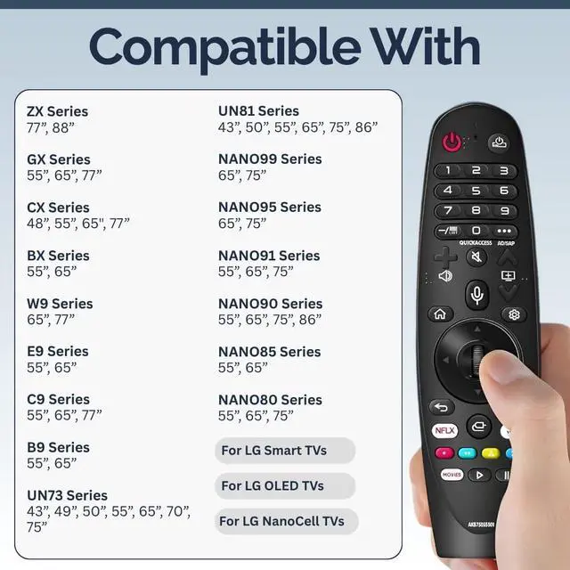 Alt view image 3 of 7 - 2 Pack AKB75855501 LG Magic Remote Control Replacement - Easy Setup, Voice Control, Shortcut Keys - Works with LG OLED, NanoCell, UHD, ThinQ & WebOS TV MR20GA MR21GA MR22GN MR23GN MR24GN