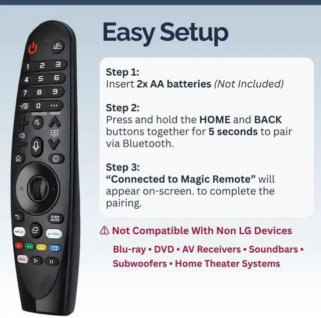 Alt view image 5 of 7 - 2 Pack AKB75855501 LG Magic Remote Control Replacement - Easy Setup, Voice Control, Shortcut Keys - Works with LG OLED, NanoCell, UHD, ThinQ & WebOS TV MR20GA MR21GA MR22GN MR23GN MR24GN