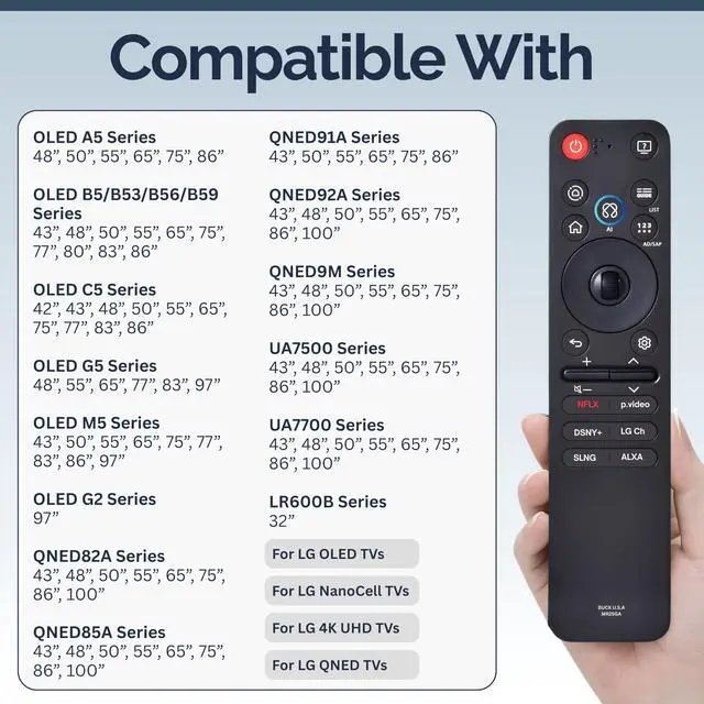 Alt view image 4 of 7 - 2 Pack MR25GA LG AI Magic Remote Control Replacement for 2019-2026 Smart TV Models - Easy Setup, Voice Control, Shortcut Keys - Works with LG OLED, QNED, NanoCell, UHD, WebOS, 4K/8K Smart TVs