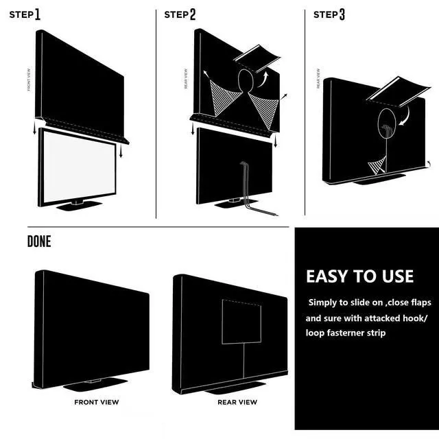 Alt view image 4 of 7 - Outdoor TV Cover Waterproof with Visible Transparent Film Heavy duty TV Cover Box Black Heat Resistant Weatherproof Dustproof Anti UV Patio Outside Television Protector (65-70'')