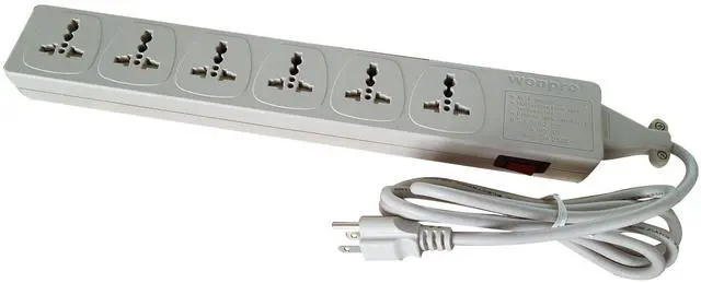 Main image of WES4-D105 Universal Power Strip 6-Outlet Surge Protector, 110V - 220V/250V