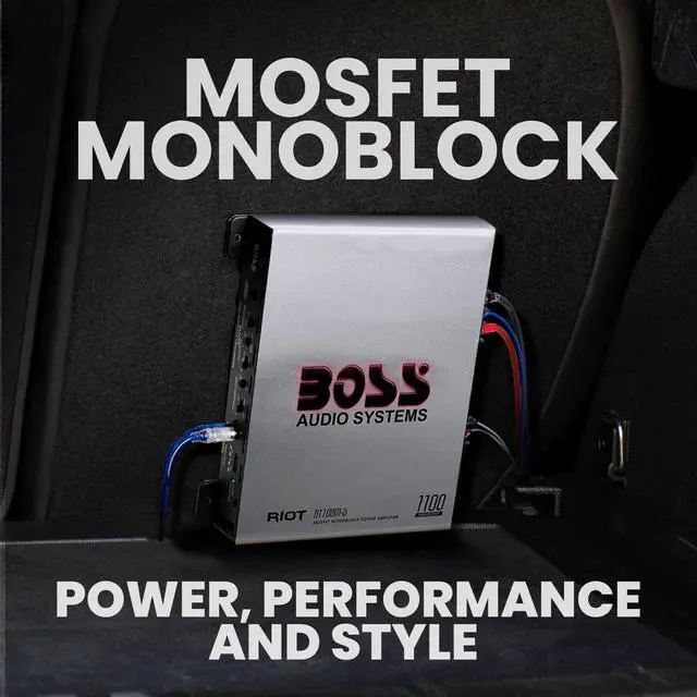 Alt view image 3 of 6 - R1100M-S Monoblock Car Amplifier - 1100 High Output, 2-8 Ohm Stable, Low/High Level Inputs, Low Pass Crossover, MOSFET Power Supply