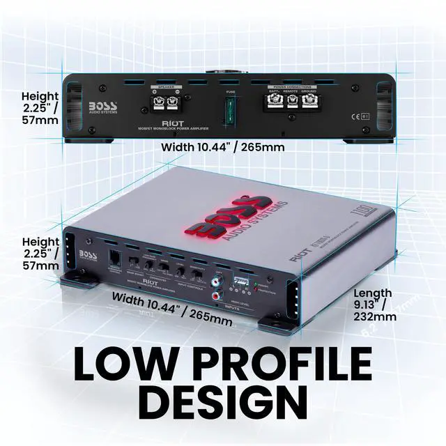 Alt view image 2 of 6 - R1100M-S Monoblock Car Amplifier - 1100 High Output, 2-8 Ohm Stable, Low/High Level Inputs, Low Pass Crossover, MOSFET Power Supply